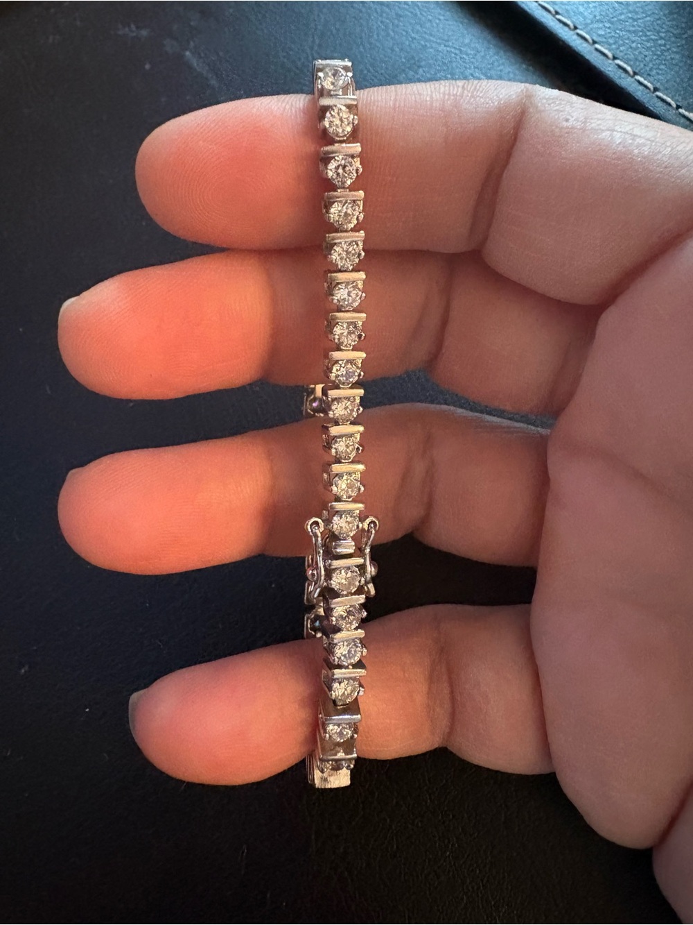 Vintage **✨ Sterling Silver Tennis Bracelet – Like New Condition ✨